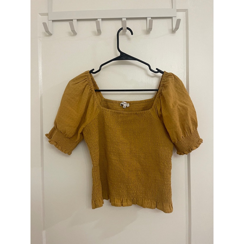 Madewell Cottagecore Yellow Gold Puff Sleeve Cropped Blouse